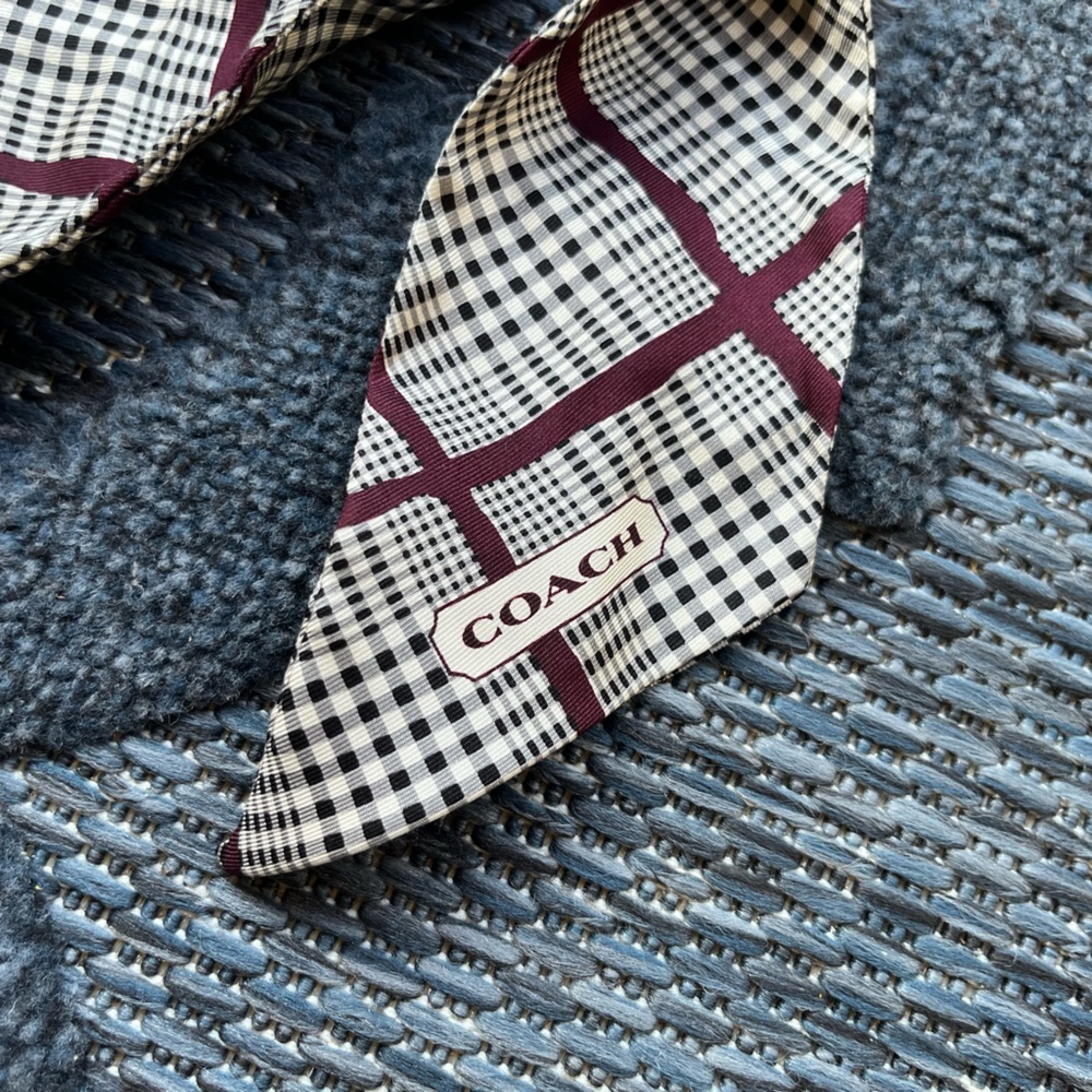 Coach Purse Thin Decoration Scarf Purple & Black Plaid